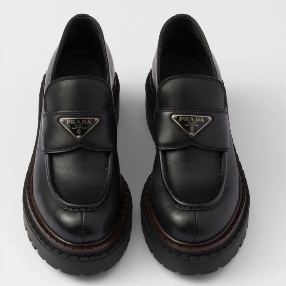 PRADA Women’s Double Chocolate Leather Loafers